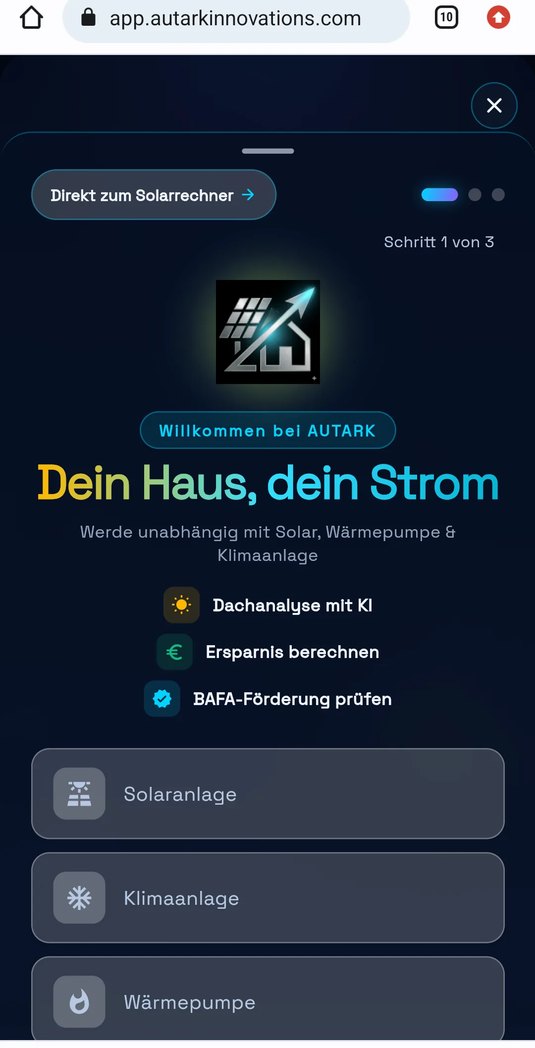Autark App – KI-Dachanalyse und Festpreis