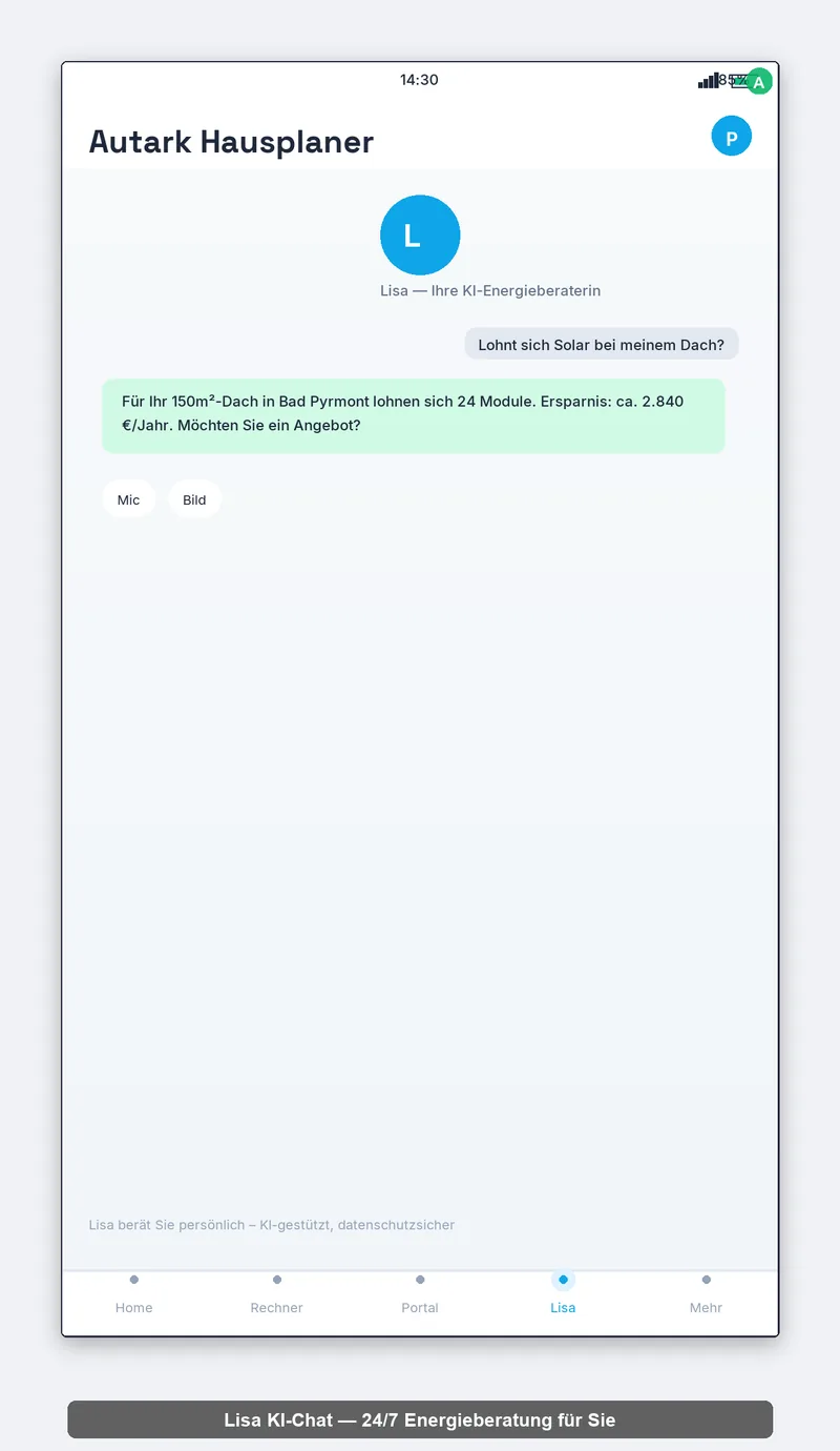 Lisa KI-Energieberaterin – 24/7 Chat-Beratung in der App